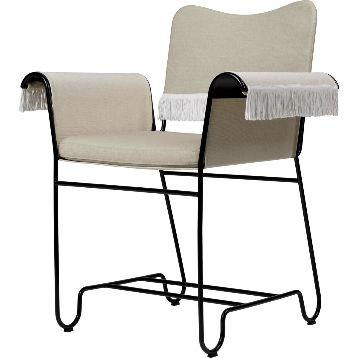 Tropique Dining Chair With Fringes White/ Leslie Stripe 20
