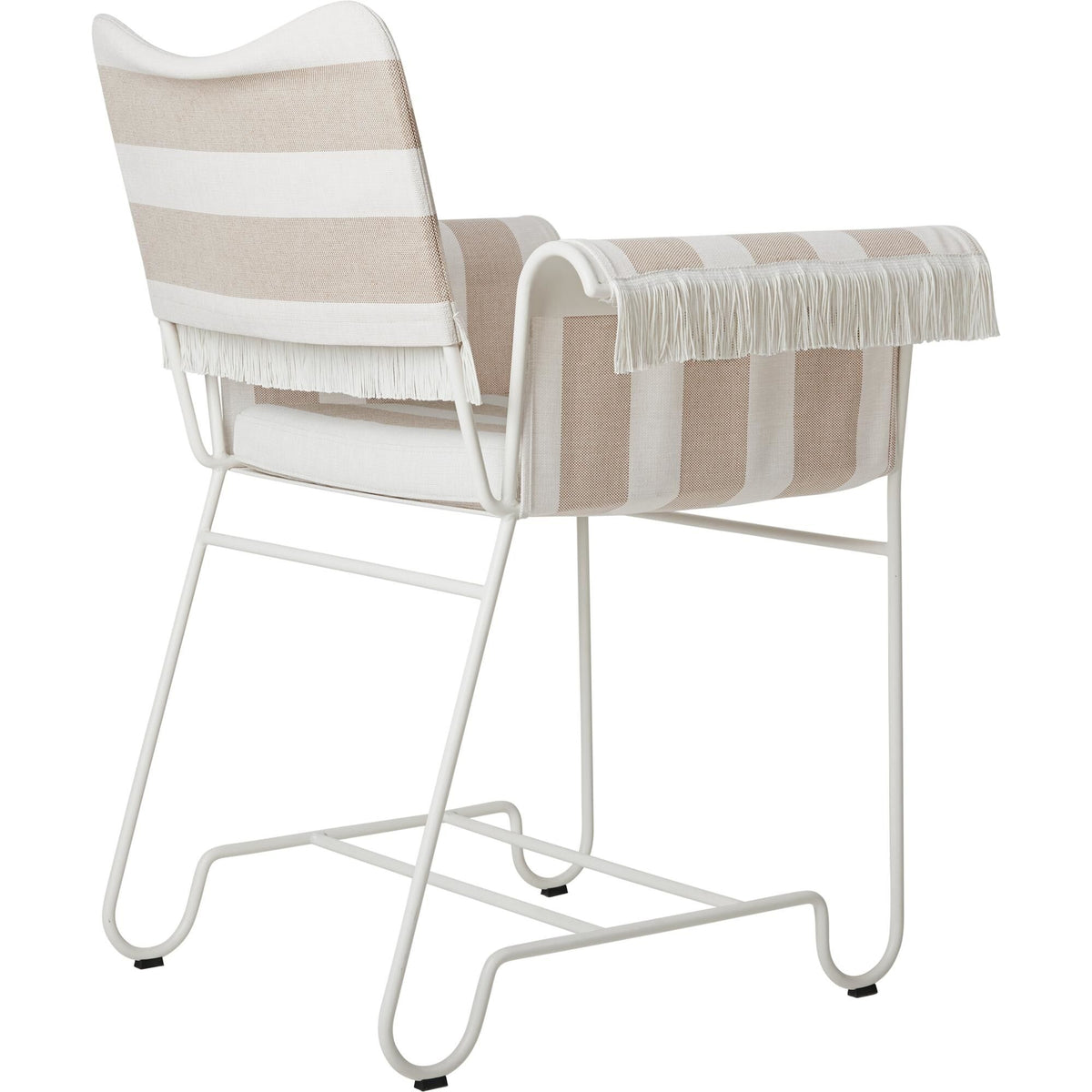 Tropique Dining Chair With Fringes White/ Leslie Stripe 40