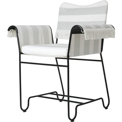 Tropique Dining Chair With Fringes White/ Leslie Stripe 20