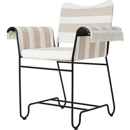 Tropique Dining Chair With Fringes Black/ Leslie Stripe 40