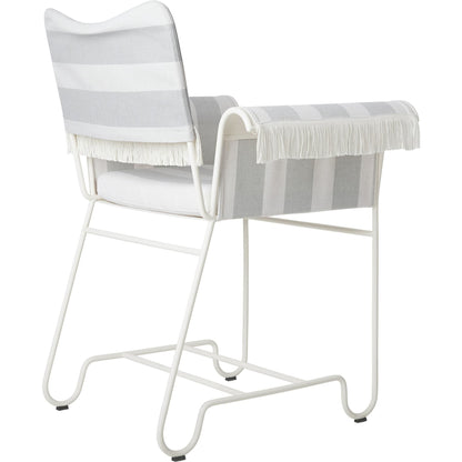 Tropique Dining Chair With Fringes White/ Leslie Stripe 20