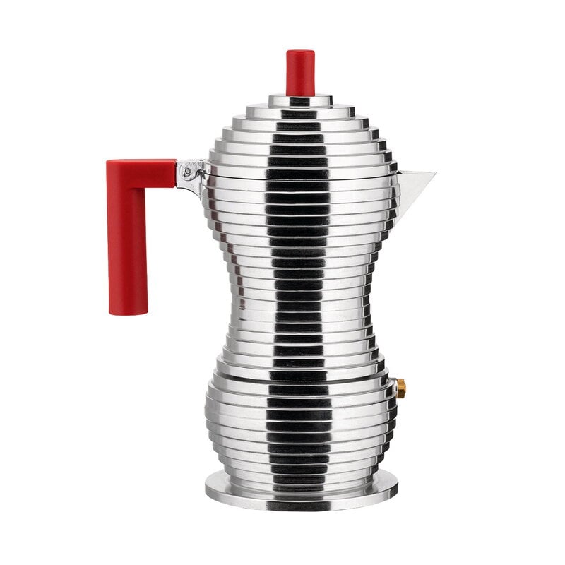 Pulcina induction espresso coffee maker by Alessi #3 cups, aluminium - red #