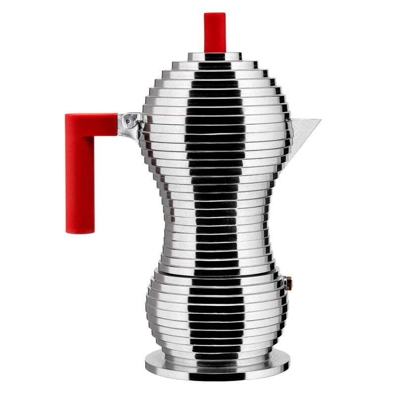 Pulcina induction espresso coffee maker by Alessi #6 cups, aluminium - red #