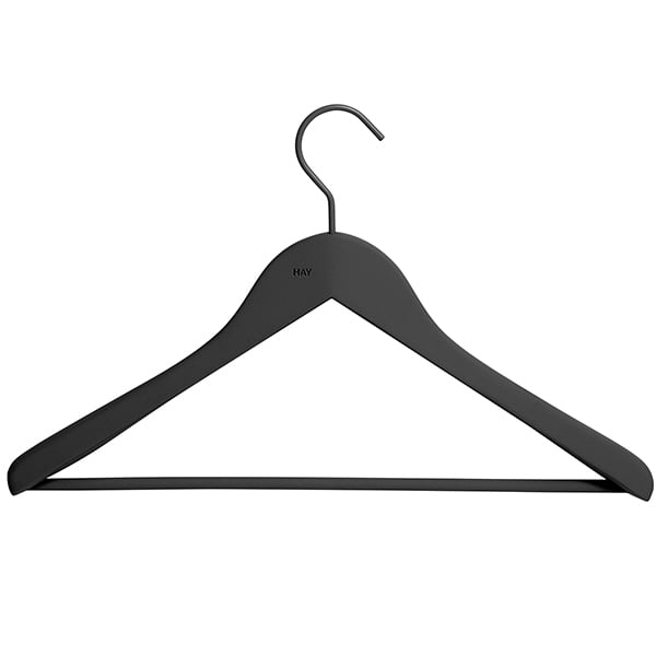 Soft coat hanger with bar by HAY #wide, black, 4 pcs #