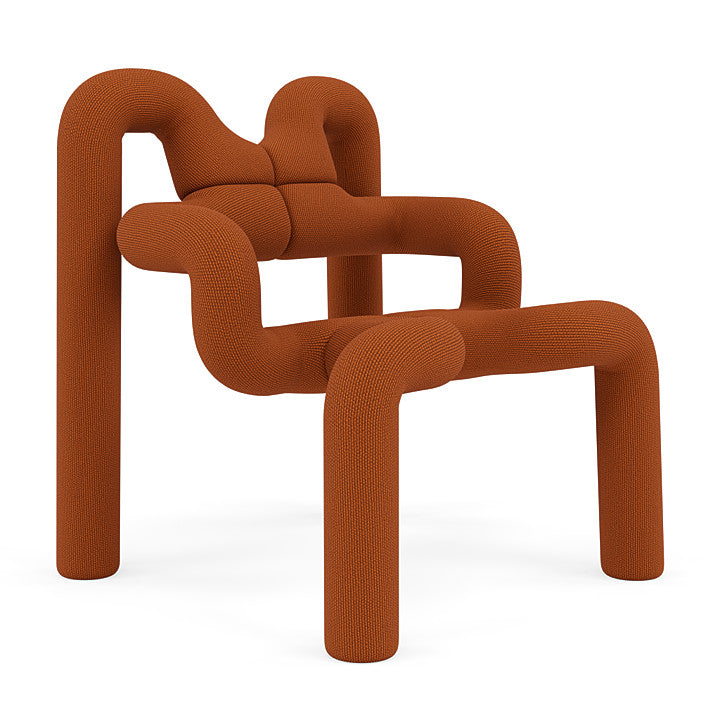 Ekstrem™ Upholstered Fabric geometry Easy Chair by Varier Furniture #KNIT 252 Bridge Orange