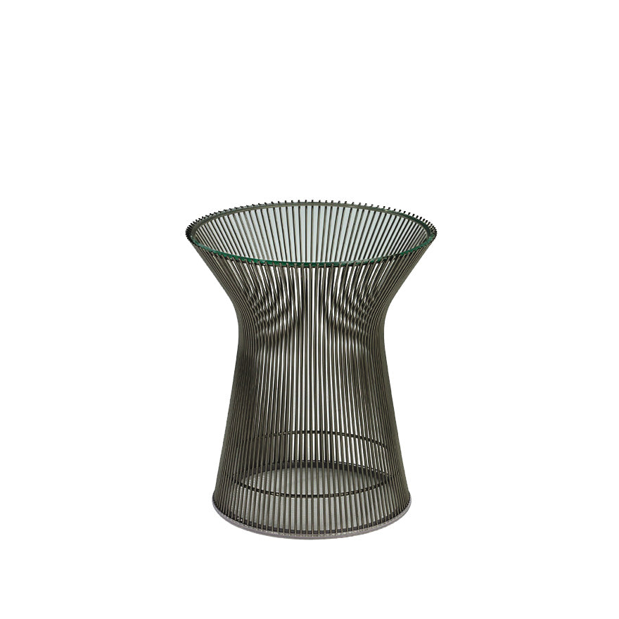 Platner Round Side Table Ø40xH46 by Knoll #Metallic Bronze/Clear Glass