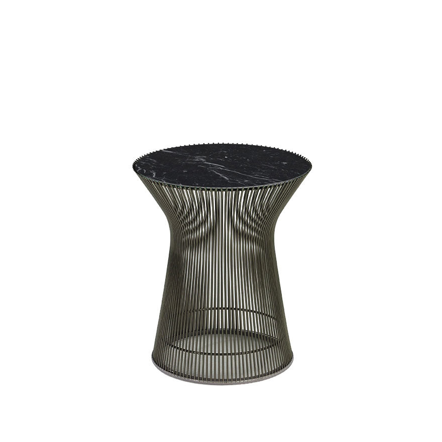 Platner Round Side Table Ø40xH46 by Knoll #Metallic Bronze/Nero Marquina Mable, Satin finish