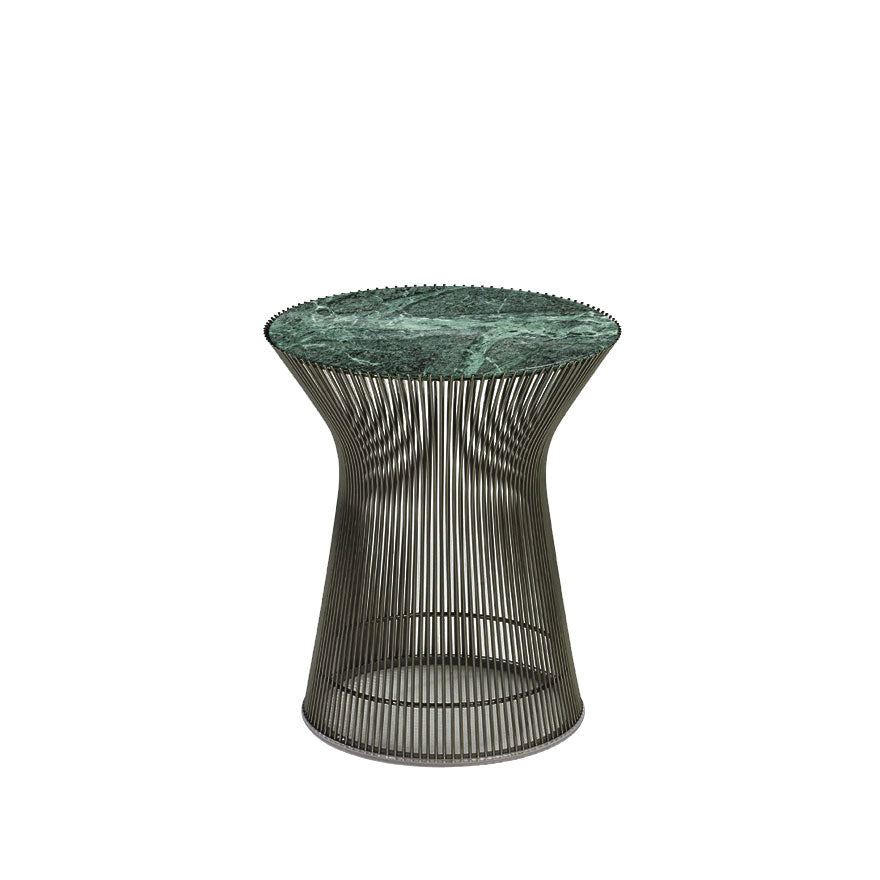 Platner Round Side Table Ø40xH46 by Knoll #Metallic Bronze/Verde Alpi Marble, Shiny finish