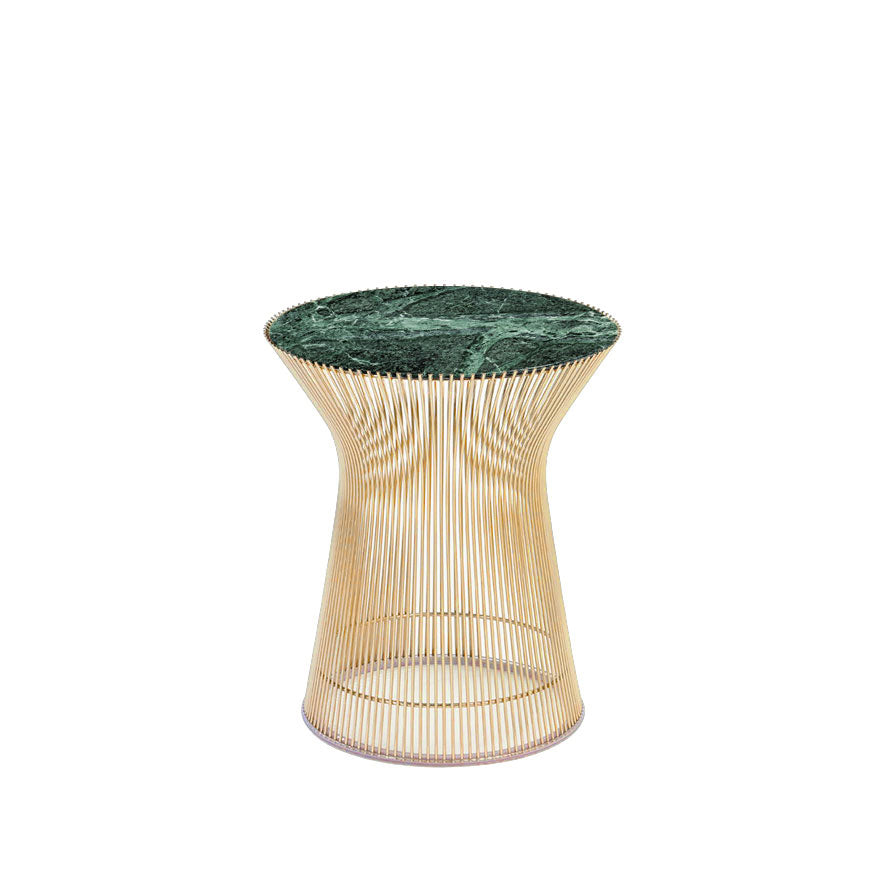 Platner Round Side Table Ø40xH46 by Knoll #Gold/Verde Alpi Marble, Satin finish