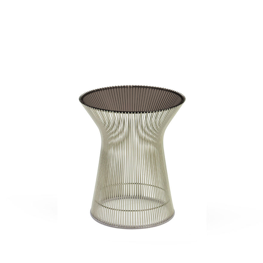 Platner Round Side Table Ø40xH46 by Knoll #Polished Nickel/Bronze Glass