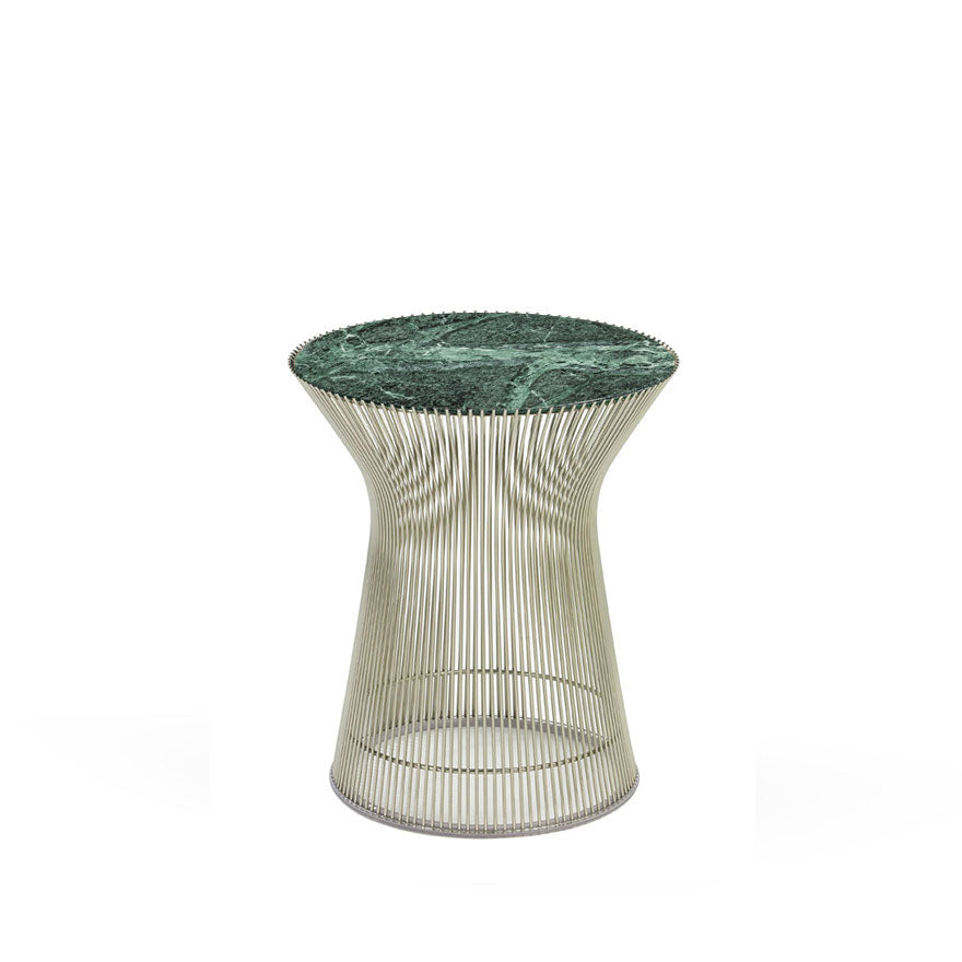 Platner Round Side Table Ø40xH46 by Knoll #Polished Nickel/Verde Alpi Marble, Satin finish