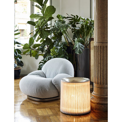 Model 597 Floor Lamp Polished Aluminum/Cream Fringe