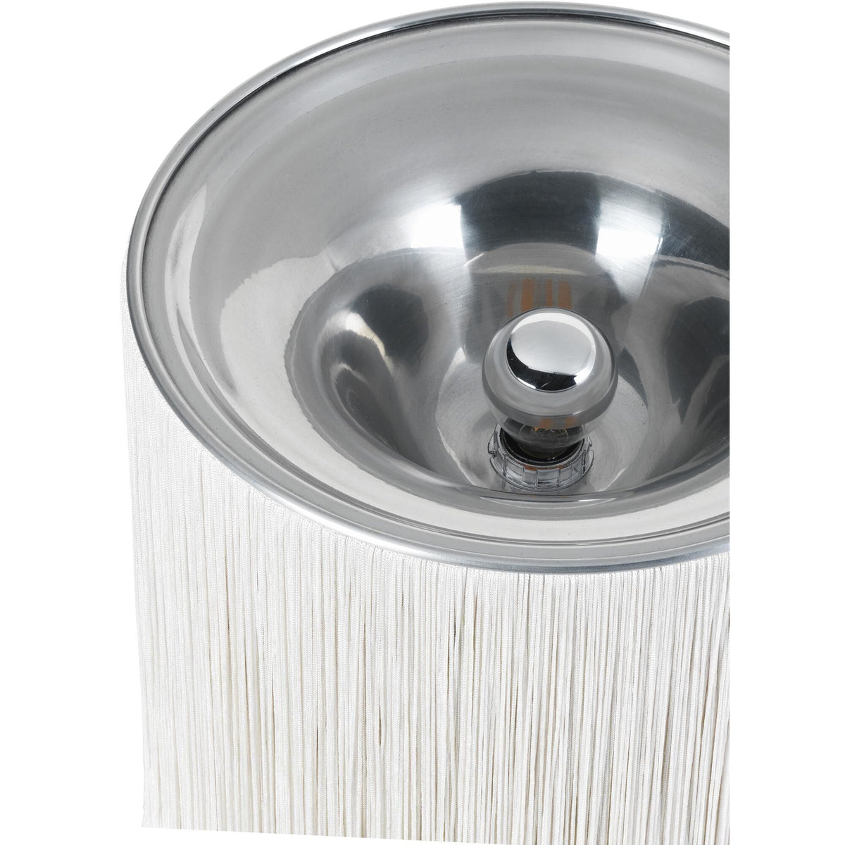 Model 597 Table Lamp Polished Aluminum/Cream Fringe