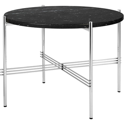 TS Coffee Table Round Ø55 Polished Steel/White Carrara Marble