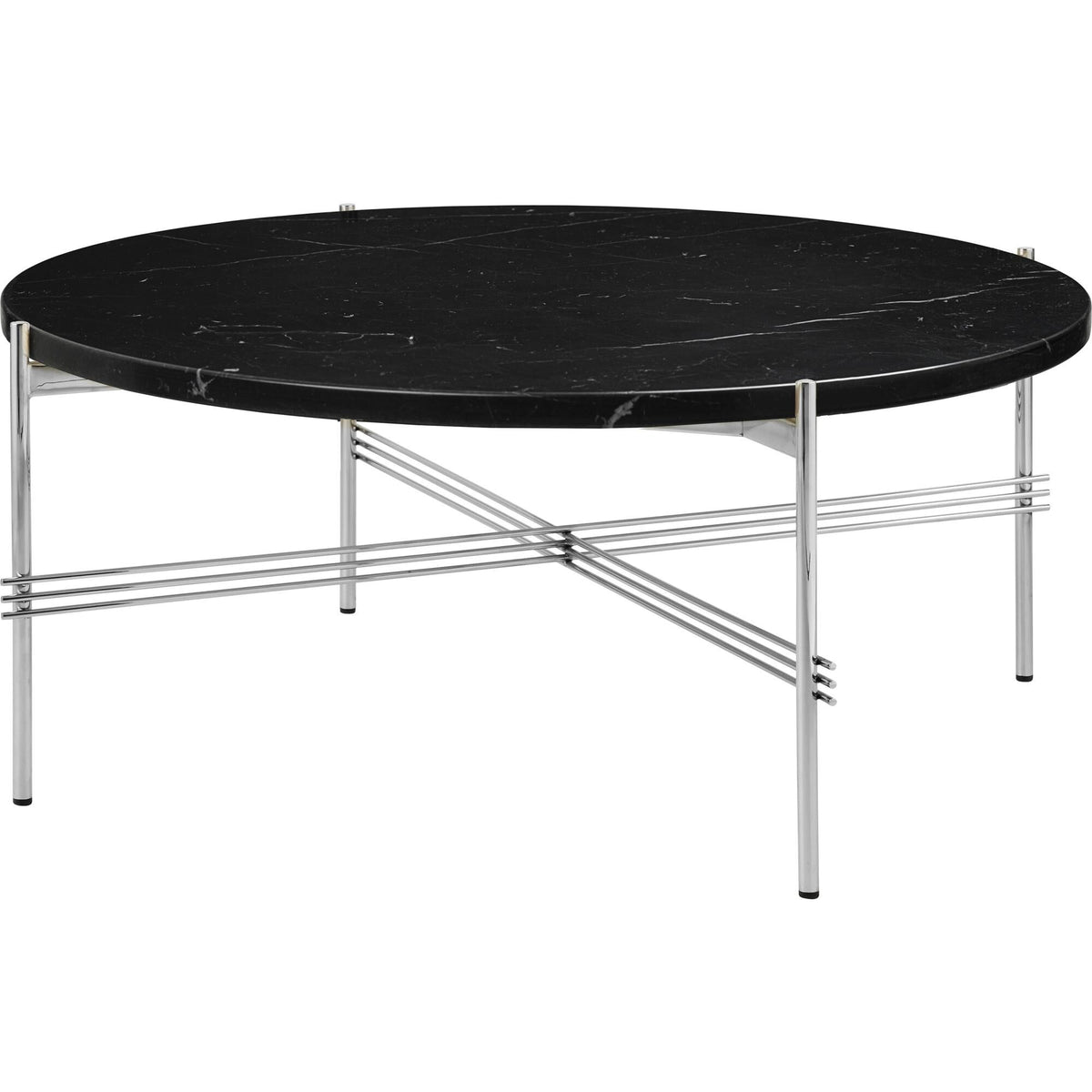 TS Coffee Table Round Ø80 Black/ Brown Emperador Marble