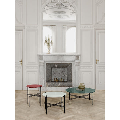 TS Coffee Table Round Ø80 Polished Steel/Black Marquina Marble