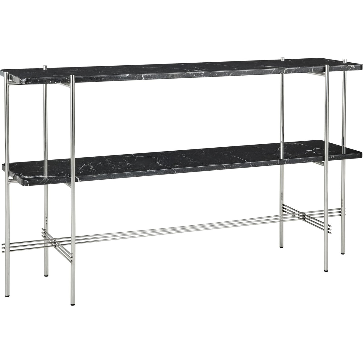 TS Console Table H72 cm w. 2 Shelves Black/ Black Marquina Marble