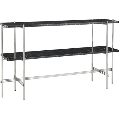 TS Console Table H72 cm w. 2 Shelves Black/ Black Marquina Marble