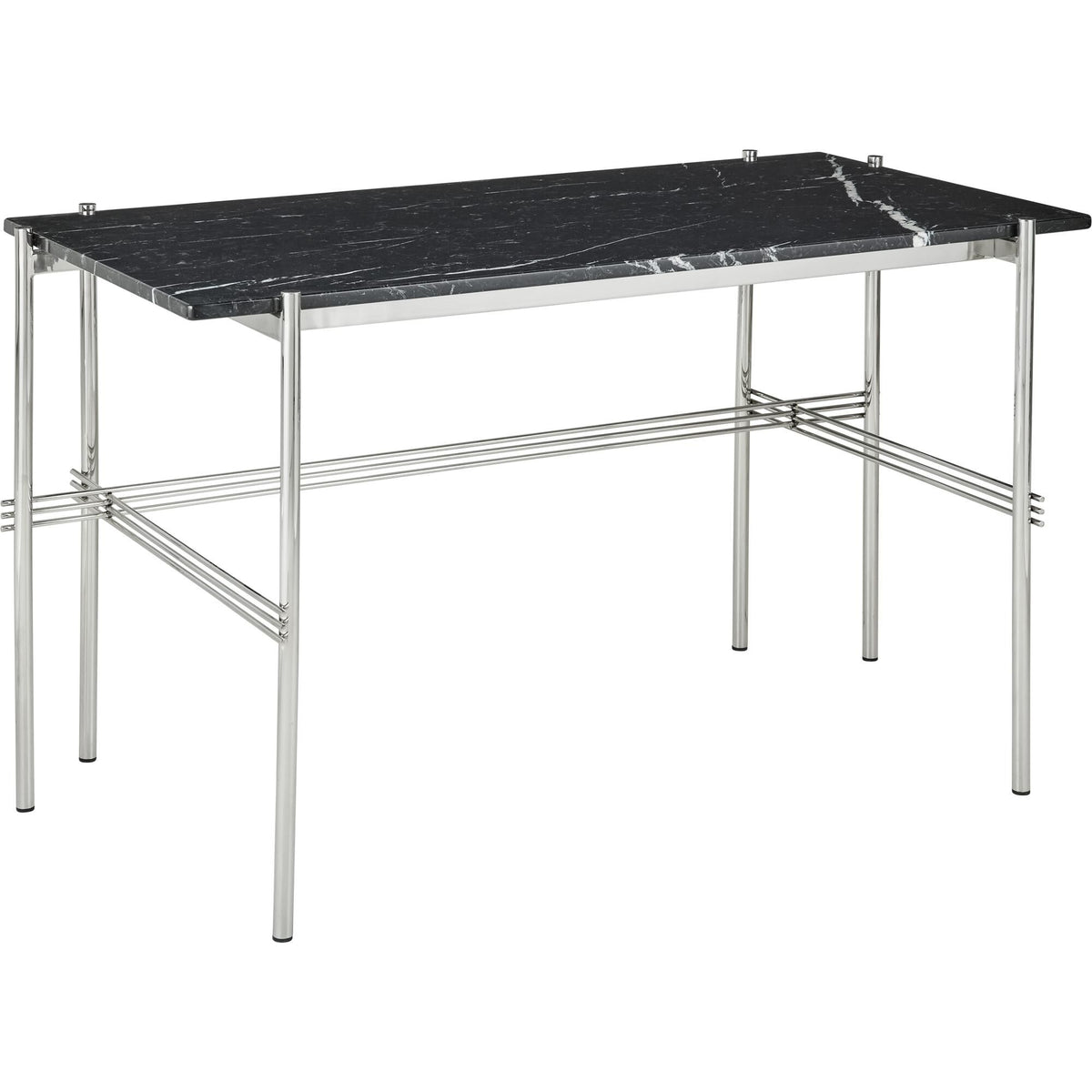TS Desk 120x60 Polished Steel/White Carrara Marble