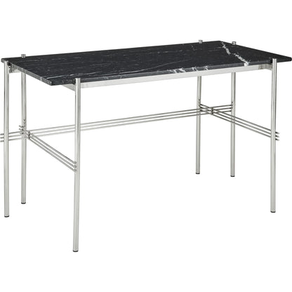 TS Desk 120x60 Polished Steel/White Carrara Marble