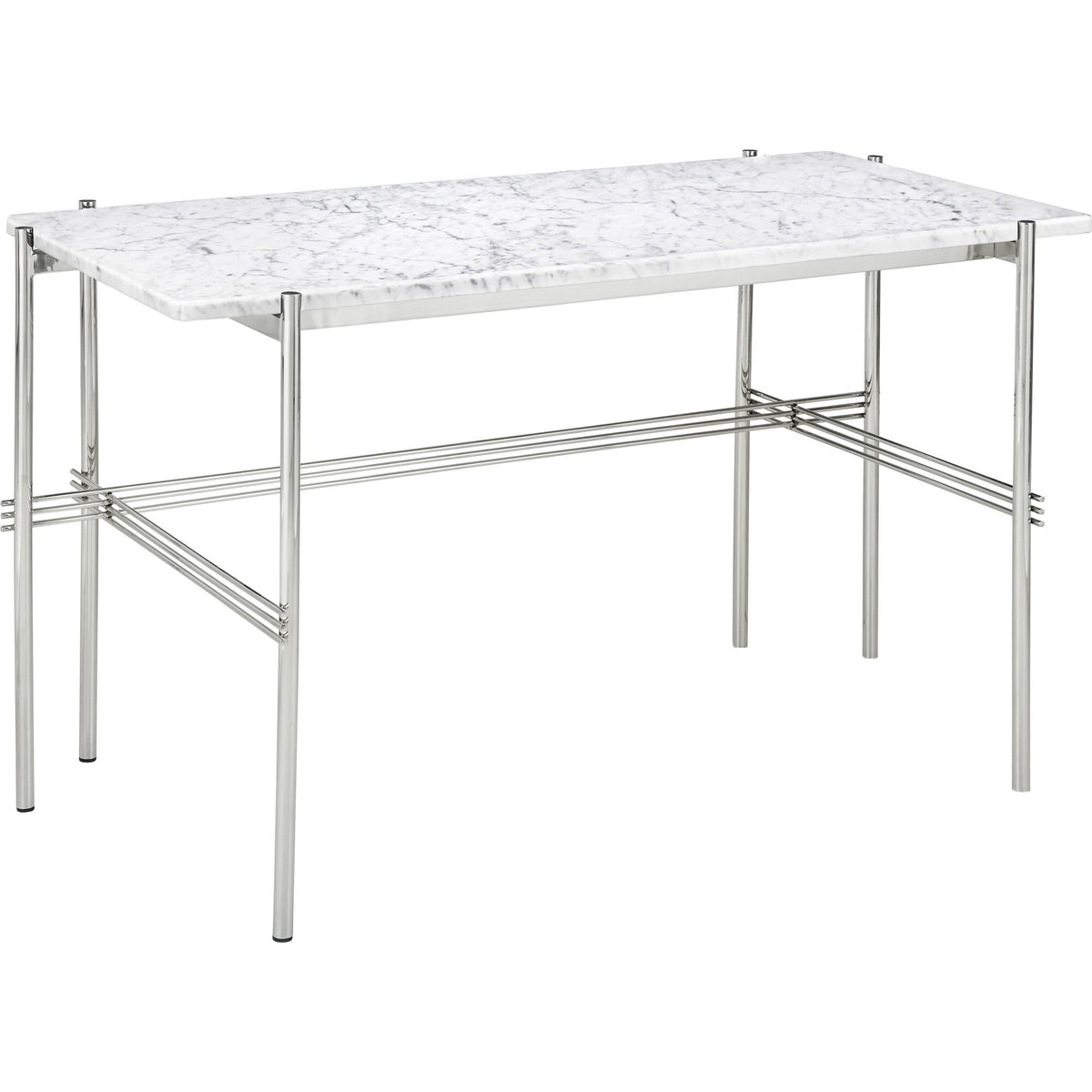 TS Desk 120 x 60 cm w. Black Base and White Carrara Marble Top