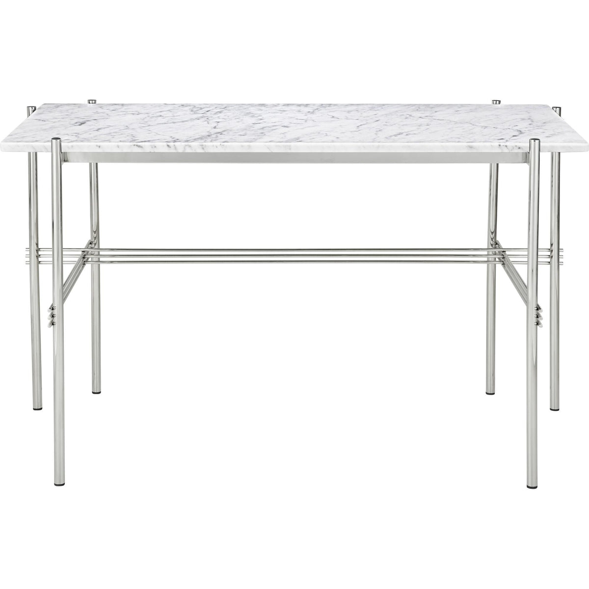 TS Desk 120x60 Polished Steel/White Carrara Marble