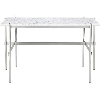 TS Desk 120x60 Polished Steel/White Carrara Marble