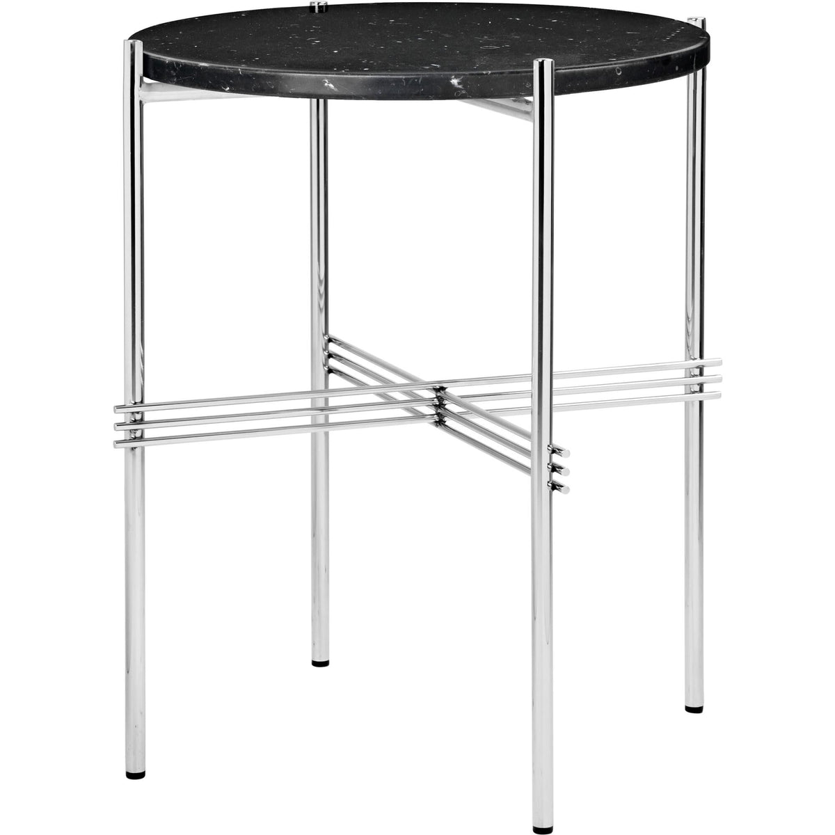 TS Side Table Round Ø40 Black/ White Travertine