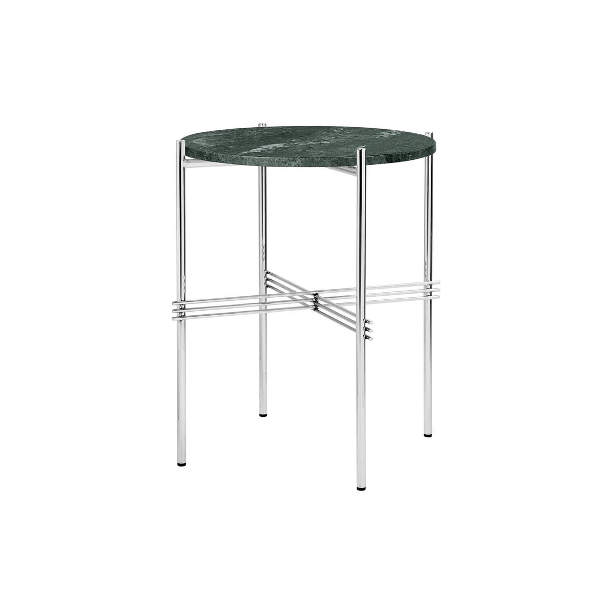 TS Side Table Round Ø40 Polished Steel/White Carrara Marble