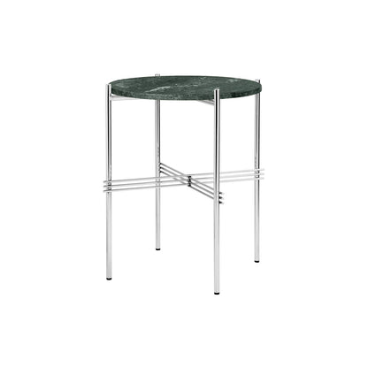 TS Side Table Round Ø40 Polished Steel/White Carrara Marble