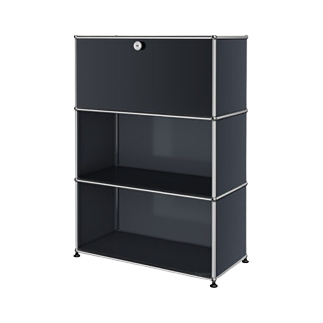 1x3 Modular Metal Highboard with 1 top door [W750XD350XH(350+350+350)] by Usm #Anthracite [RAL 7016]