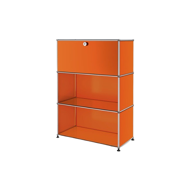 1x3 Modular Metal Highboard with 1 top door [W750XD350XH(350+350+350)] by Usm #Pure Orange [RAL 2004]