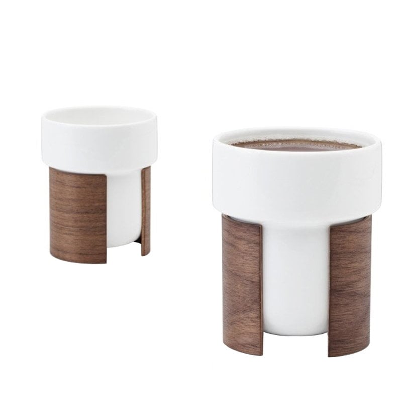 Warm cup 2,4 dl by Tonfisk Design #set of 2, white - walnut #