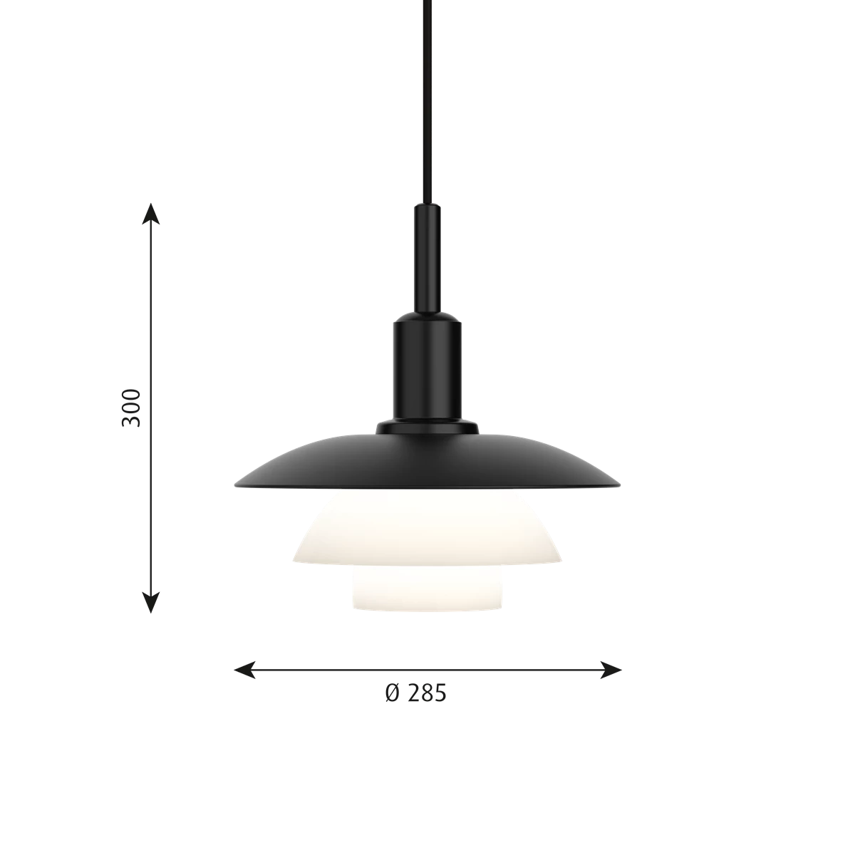 Ph 3/3 Pendant Lamp by Louis Poulsen #Metal black / opal glass