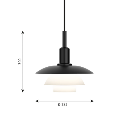 Ph 3/3 Pendant Lamp by Louis Poulsen #Metal black / opal glass