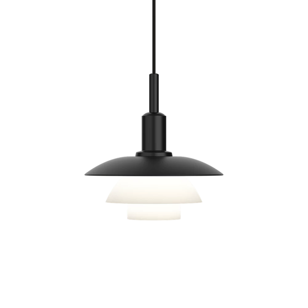 Ph 3/3 Pendant Lamp by Louis Poulsen #Metal black / opal glass