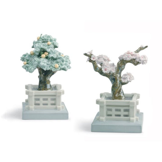 Japanese Tree Pots Figurine - Mandarin and cherry tree by Lladró