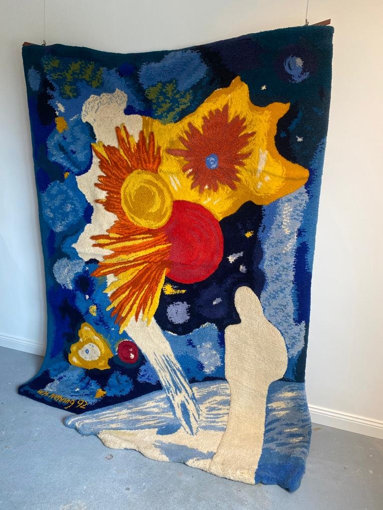 3D Modern Art Spaceart Tapestry by Werner Nehring, 1992