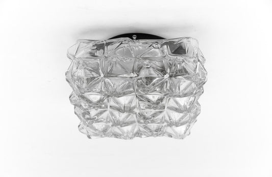 3D Square Geometric Flush Mount in Glass, Germany 1960s