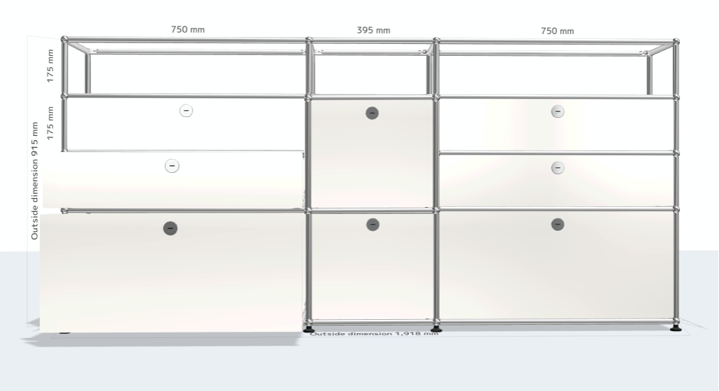 3x4 (8 drawer and top glass panel) [W(750+395+750)XD350XH(350+350+175)]