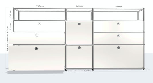 3x4 (8 drawer and top glass panel) [W(750+395+750)XD350XH(350+350+175)]