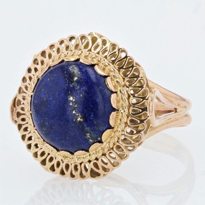 4,25 Carat Lapis Lazuli 18 Karat Yellow Gold Ring, 1960s-OLU-953172