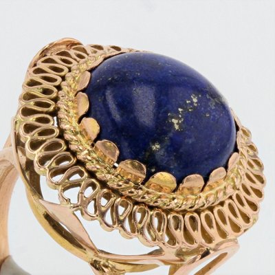 4,25 Carat Lapis Lazuli 18 Karat Yellow Gold Ring, 1960s-OLU-953172