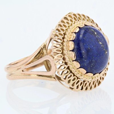 4,25 Carat Lapis Lazuli 18 Karat Yellow Gold Ring, 1960s-OLU-953172