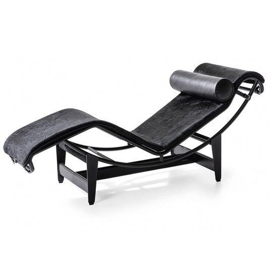 4 CHAISE LONGUE À RÉGLAGE CONTINU, NOIRE, DURABLE by Cassina #leather with black fur