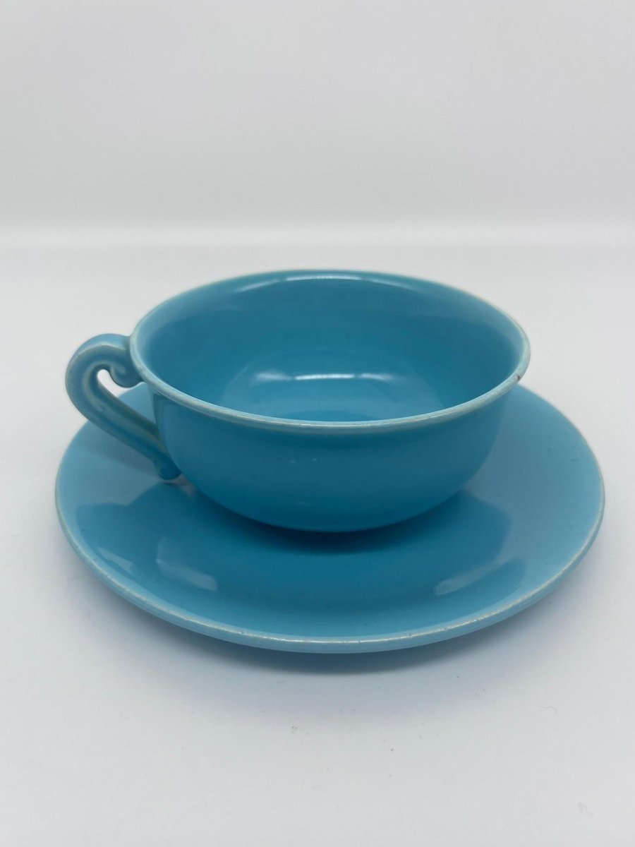 4 Cups & Saucers by Jean Pobaly, Set of 8