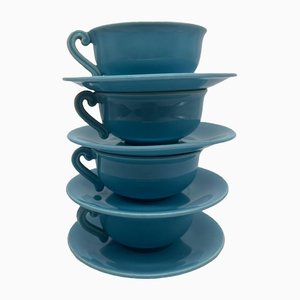 4 Cups & Saucers by Jean Pobaly, Set of 8-AVC-1298703