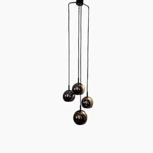 4 Flamed Cascade Lamp of Chromed Metal Balls on Black Plastic Mounting, 1970s-HOI-1180253