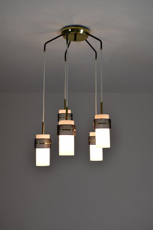 4-Light Glass Pendant Lamp from Stilnovo, 1950s