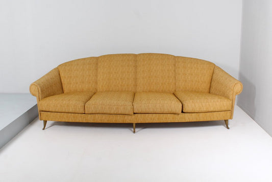 4-Seater Sofa in Wood and Fabric attributed to Gio Ponti for ISA Bergamo, Italy, 1950s